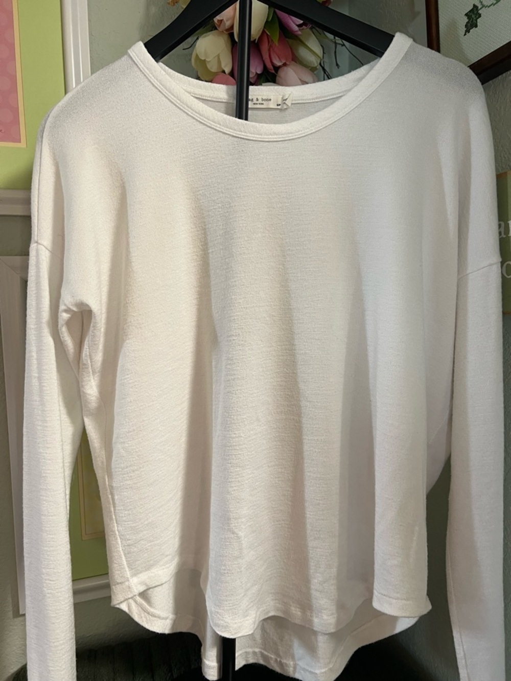 rag & bone White Crewneck Long Sleeved Pullover Size PS #132
